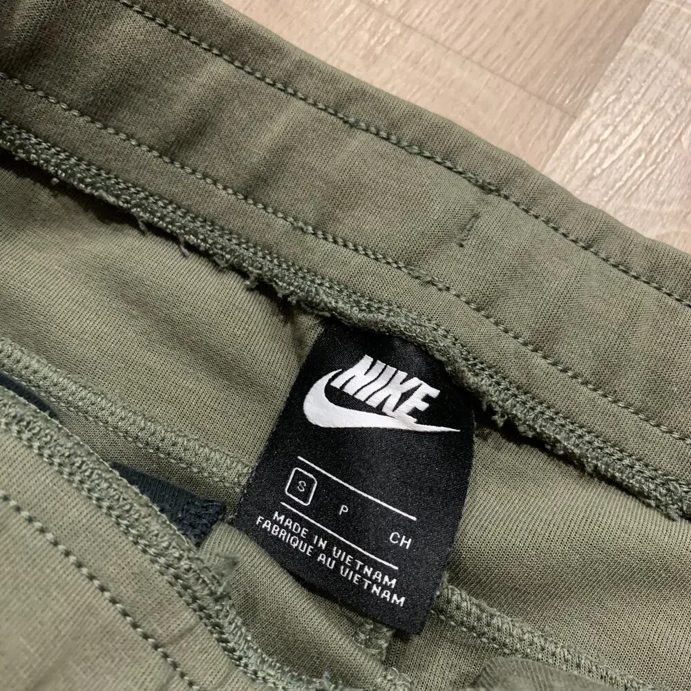 Nike Tech Fleece Pants Men's Small S Olive Green / White Jogger Sweatpants Zip - Picture 3 of 7